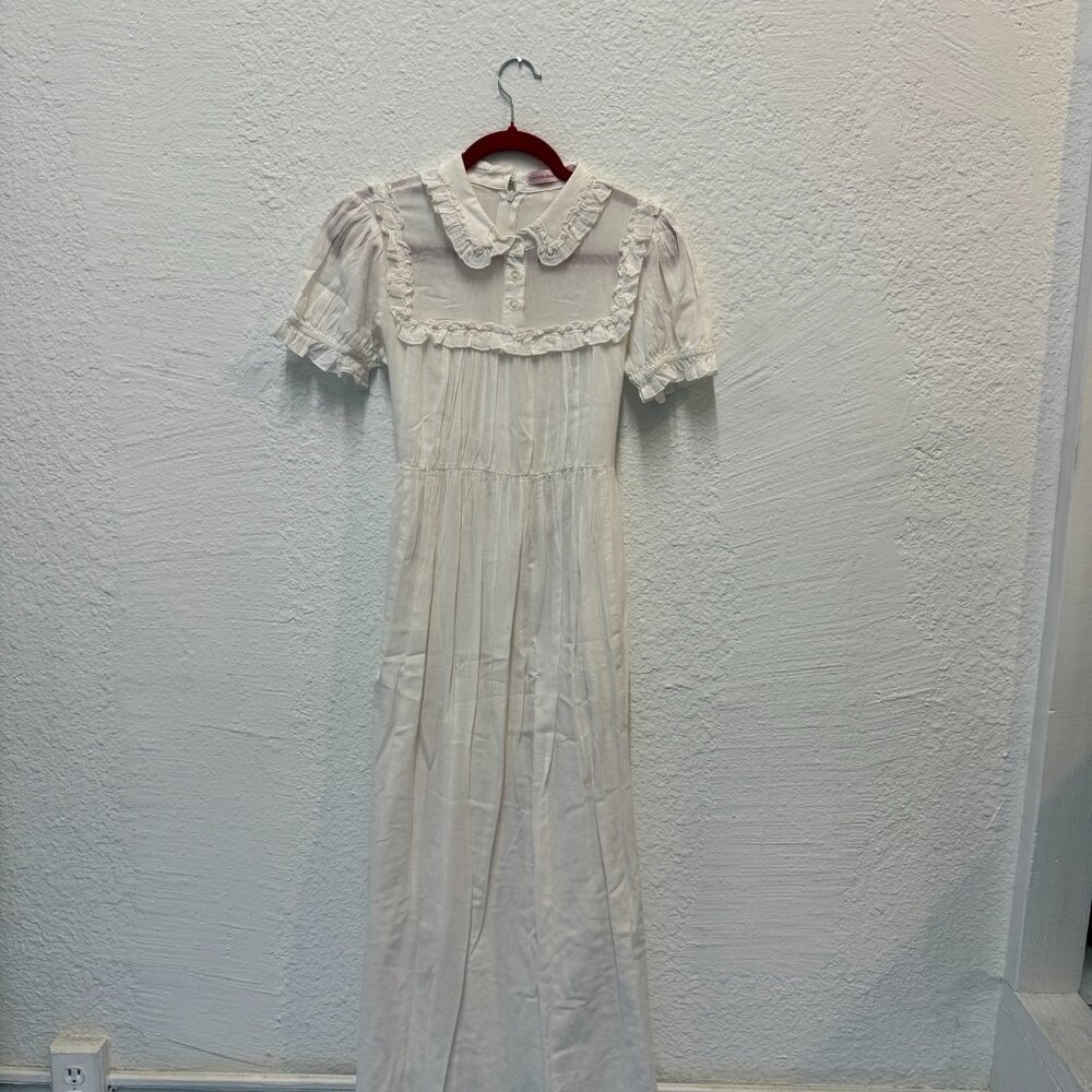 lecole des femmes white collar ruffle maxi dress